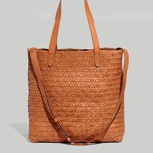 Madewell Leather Woven Tan Tote Bag